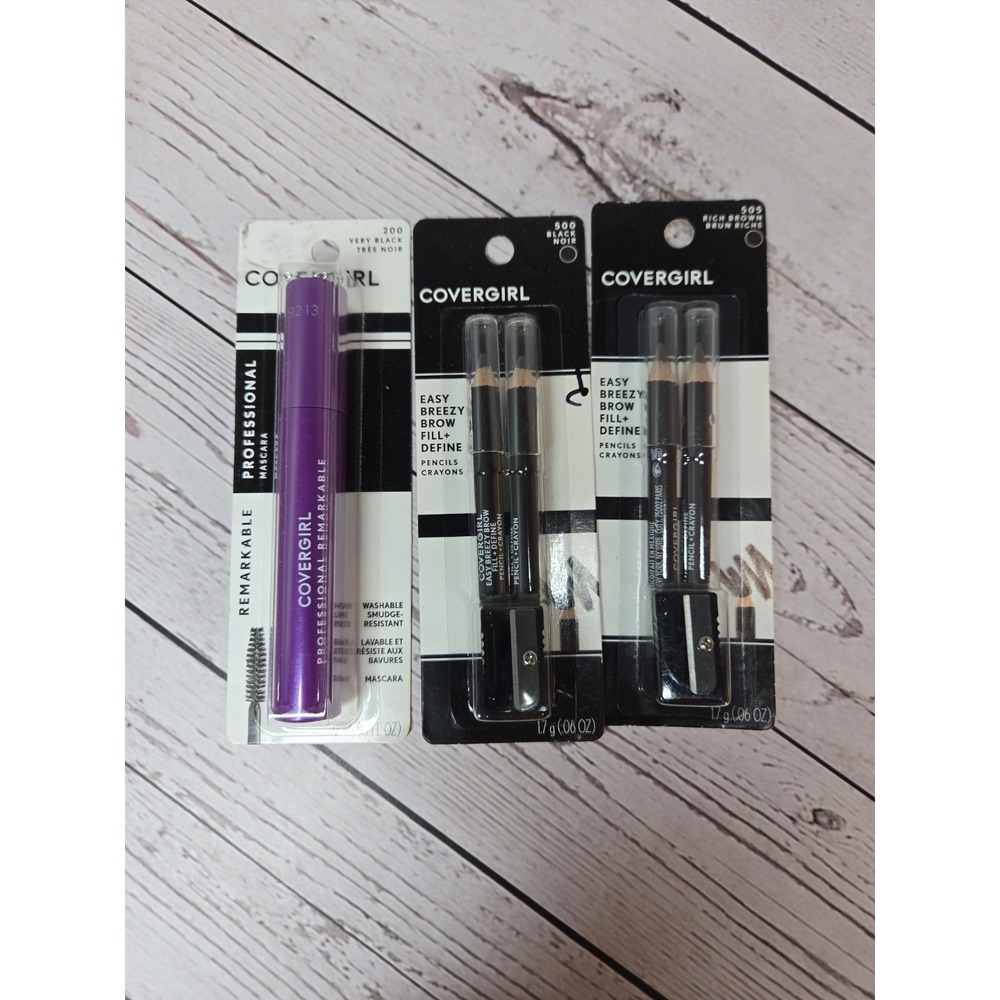 COVERGIRL Easy Breezy Brow 500/505 Black/brown Pencil Eyebrow Definer + Mascara